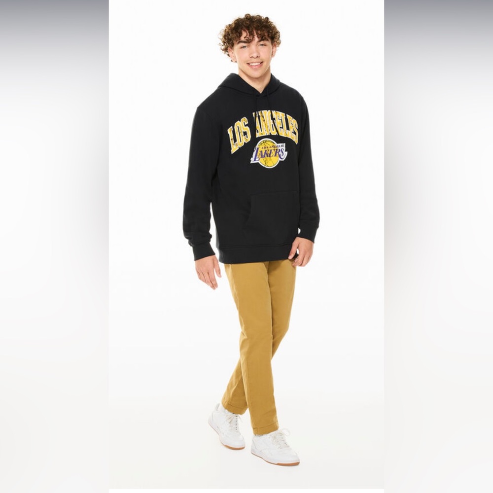 NWT Ultra Game Los Angeles LA Lakers Team Logo Black Pullover Hoodie Sweatshirt